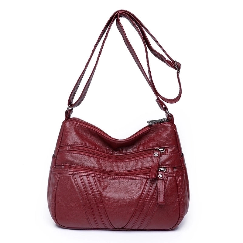Women's Pu Leather Solid Color Vintage Style Square Zipper Square Bag
