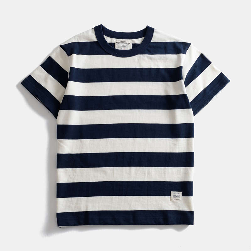 American Heavy 260g Cotton Wide Stripe Casual Short-sleeved T-shirt