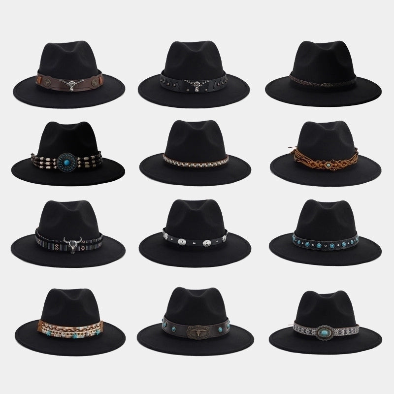 Women's Elegant Basic Solid Color Big Eaves Fedora Hat