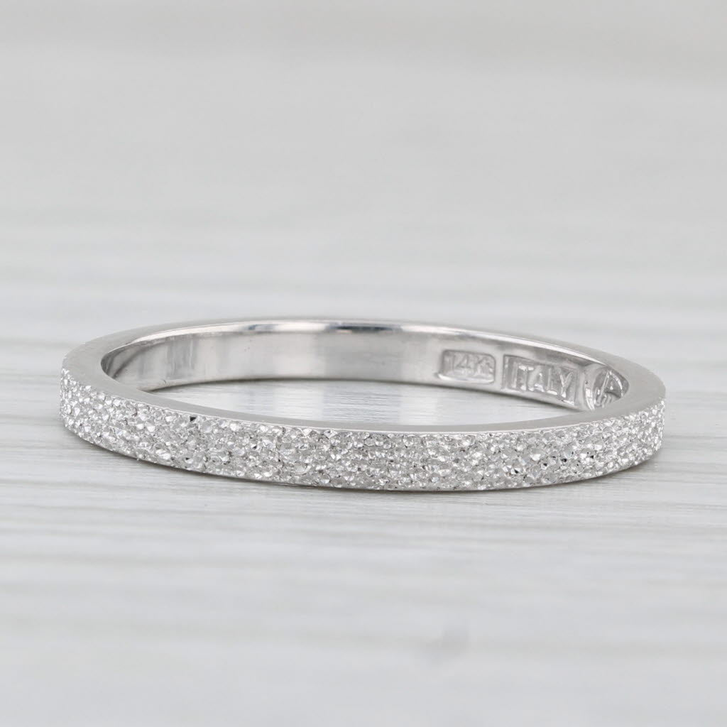 Textured Brushed Band 14k White Gold Size 6 Wedding Stackable Ring