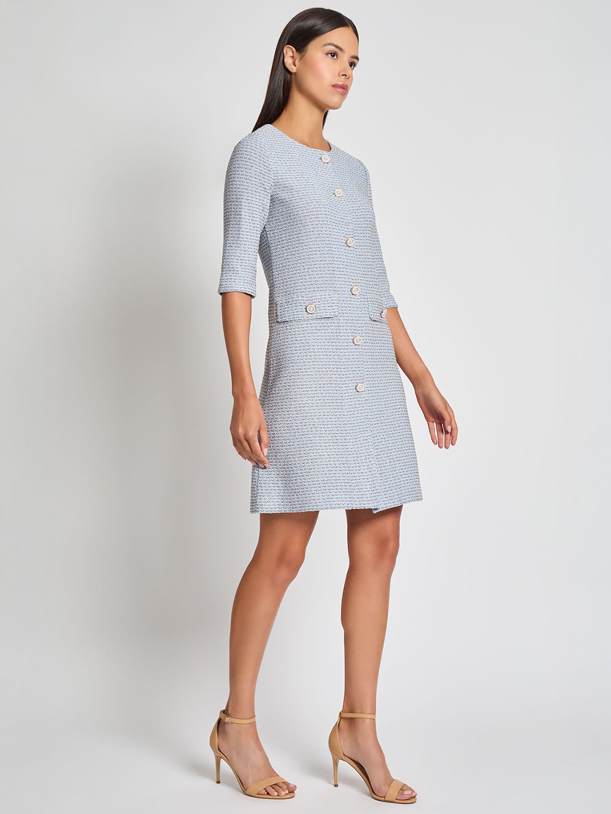 Tri-Color Tweed Knit Sheath Dress - Modern Fit