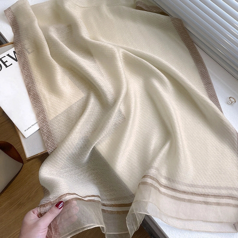Women's Minimalist Solid Color Silk Fleece Silk Scarf