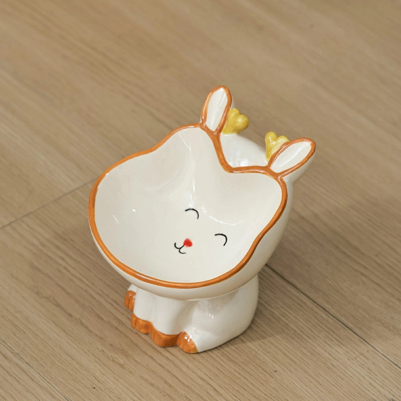 Cat Bowl Ceramic Protection Cervical Spine Drinking Bowl Pet Supplies Cute Slant Anti-overturning Dog Rice Bowl Cat Food Basin