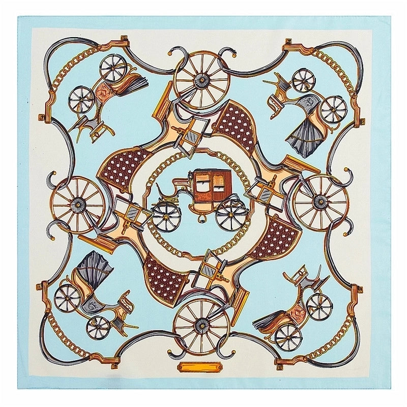 Ladies New 60cm Simulation Silk Twill Silk Carriage Flower Square Scarf