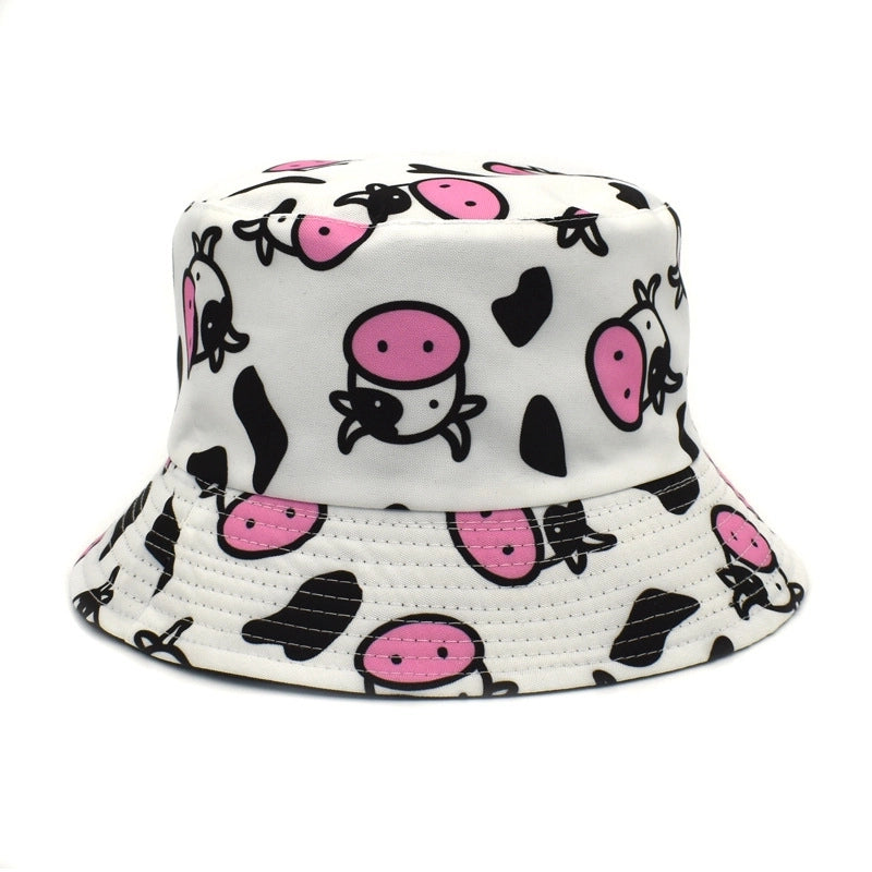 Unisex Casual Minimalist Animal Fruit Printing Wide Eaves Bucket Hat