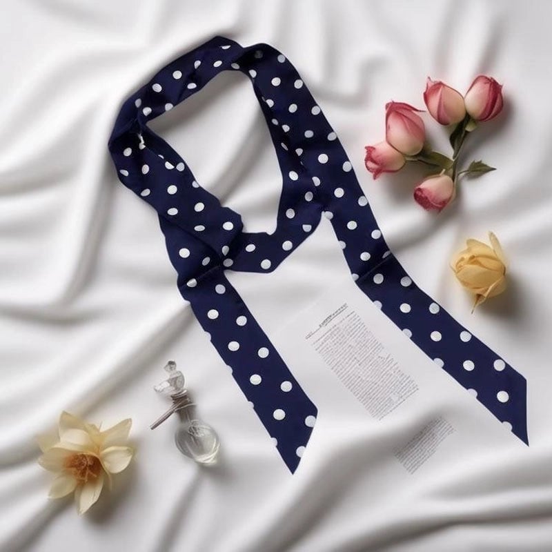 Women's Elegant Polka Dots Flower Leopard Satin Silk Scarf