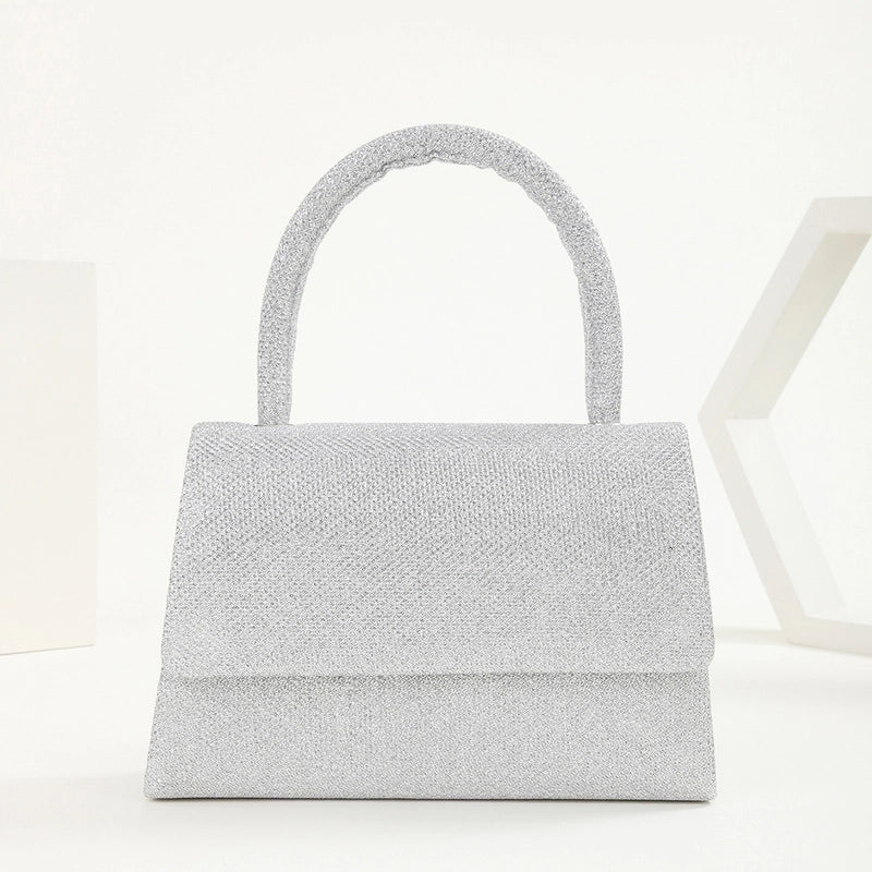 Champagne Silver Polyester Solid Color Square Evening Bags