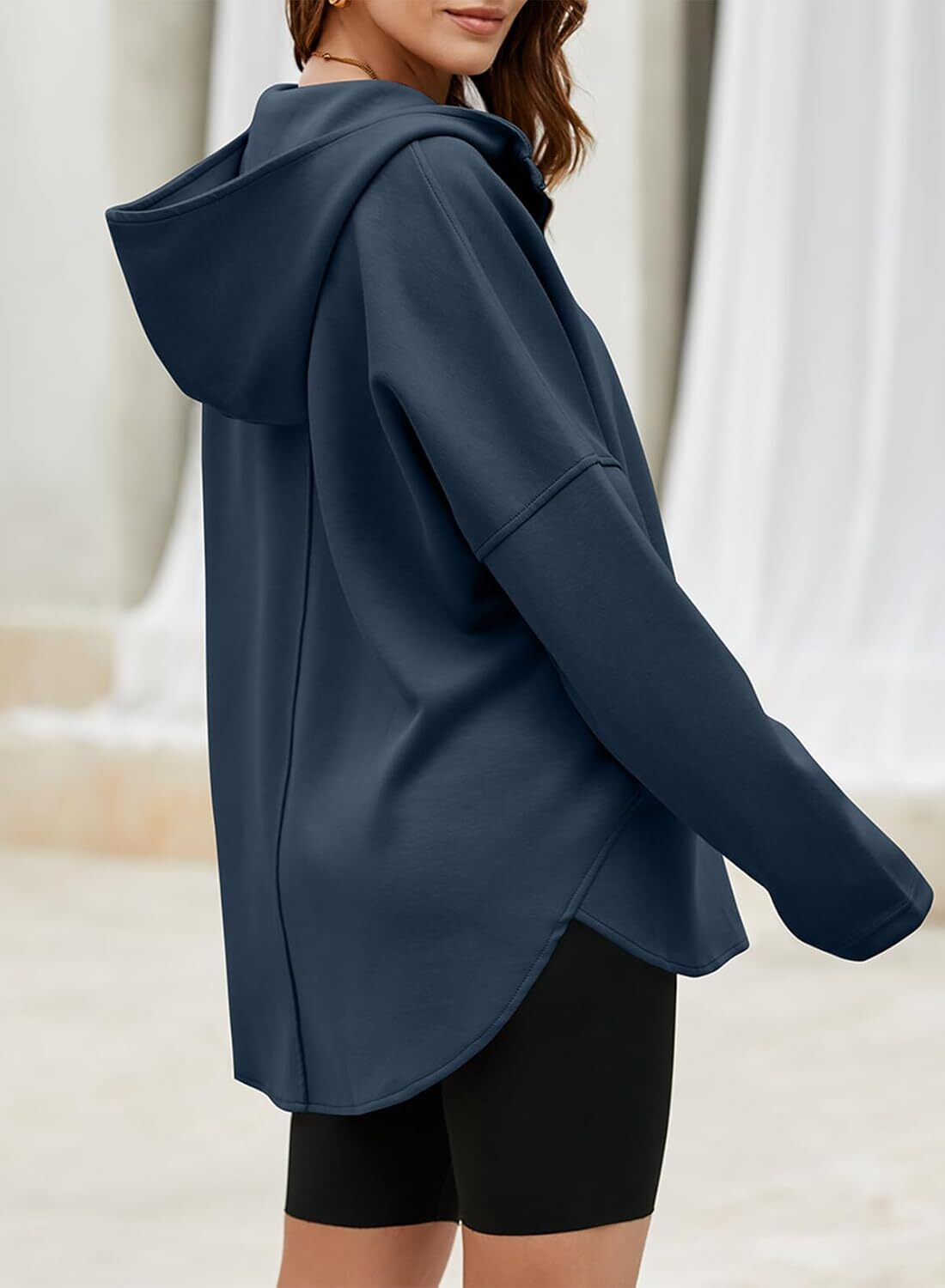 FINAL SALE⚡5 Packs for $25.95⚡- Women's Oversized Hoodies Casual Long Sleeve Half Zipper Pocket Sweatshirt Pullover Tops