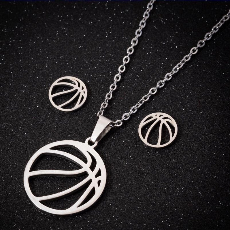 Minimalist Geometric Leaf Heart Shape Stainless Steel Plating Earrings Necklace 1 Set