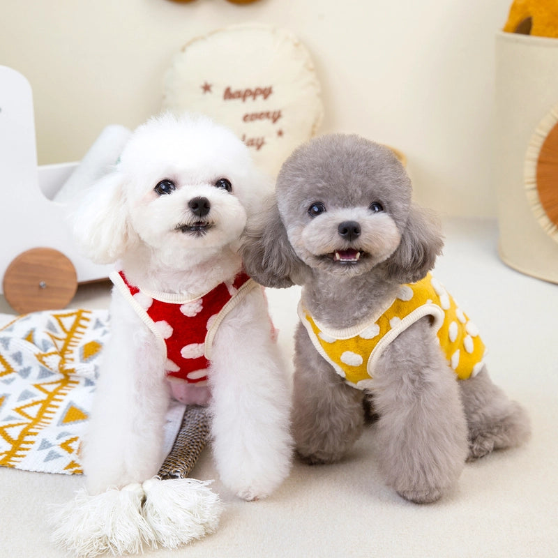 Minimalist Classic Style Plush Polka Dots Pet Clothing