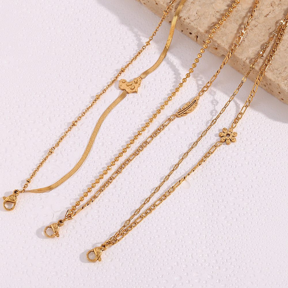 Women Fashion Stripe Geometric Stainless Steel 18K Gold Plated Bracelets