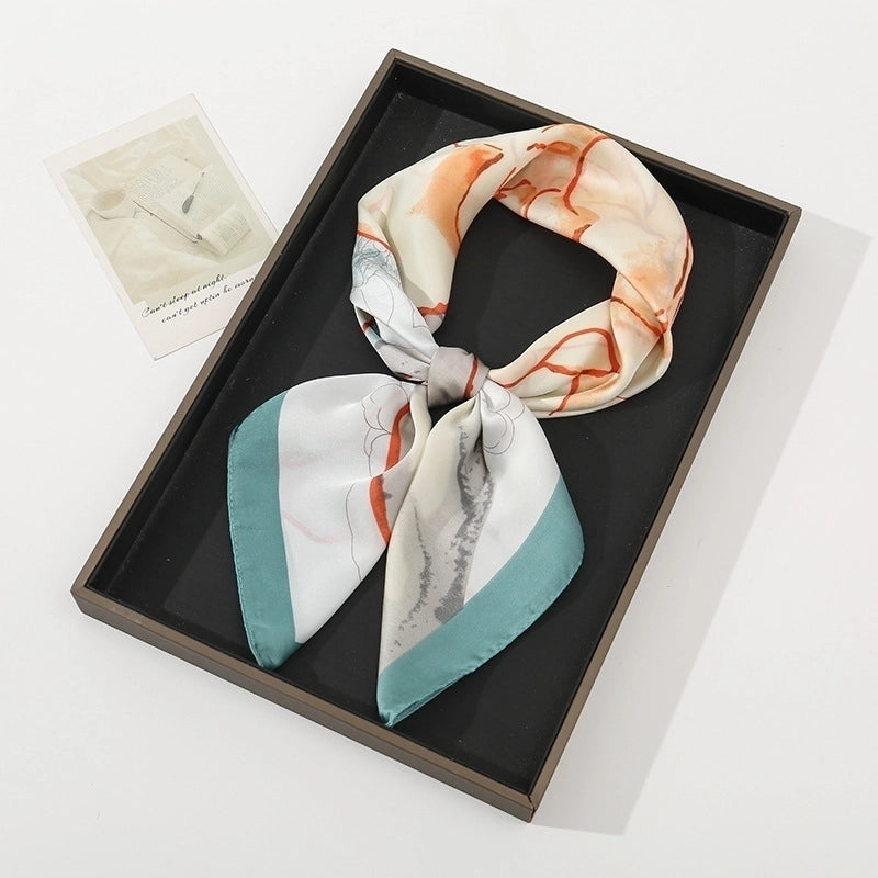 Women's Pastoral Minimalist Moon Tree Satin Printing Silk Scarf Bandanas