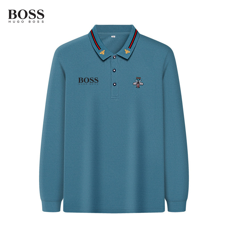 BOSS High Quality Embroidery long Sleeve Polo Shirt for Men