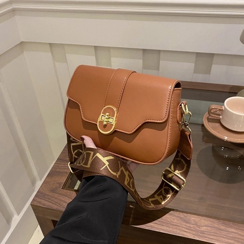 Women's Medium Pu Leather Solid Color Vintage Style Classic Style Lock Clasp Crossbody Bag