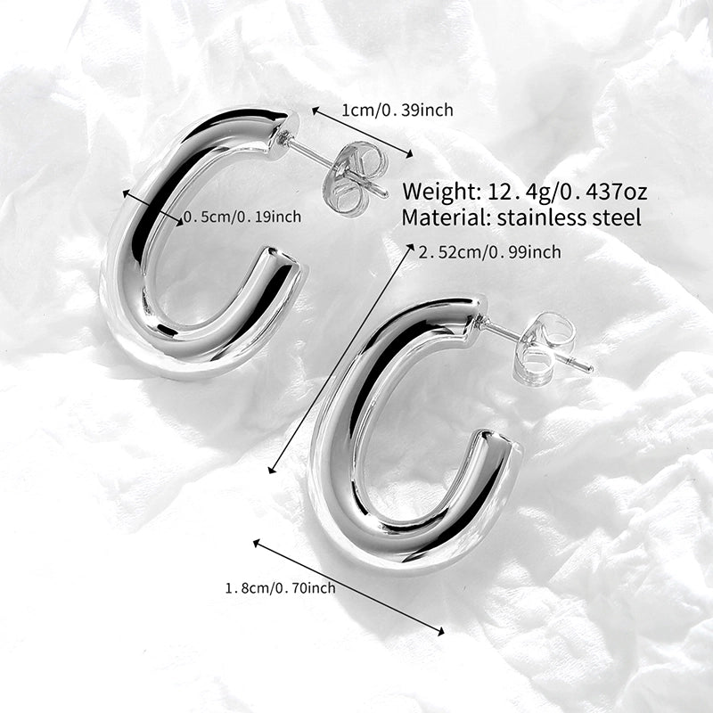 1 Pair Minimalist Classic Style Solid Color Polishing Plating Stainless Steel 18K Gold Plated Ear Studs