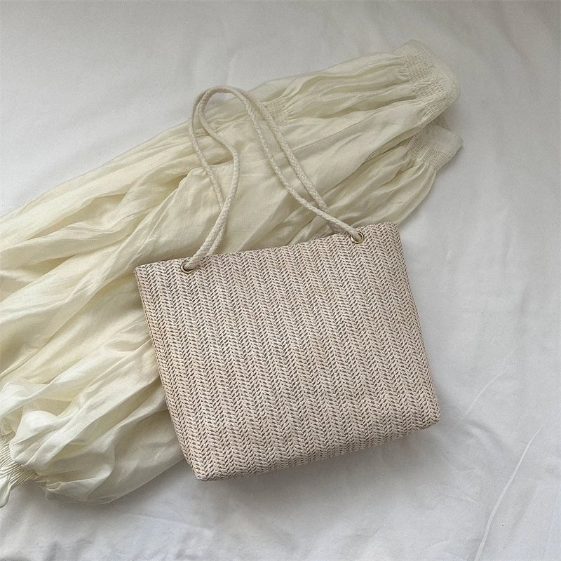 Women's Large Straw Flower Streetwear Square Zipper Underarm Bag