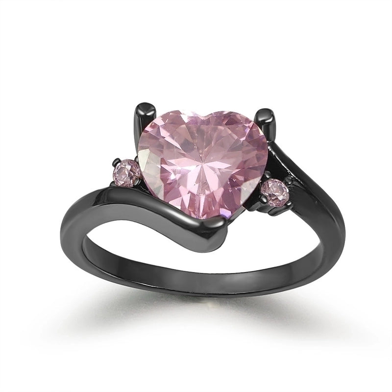 Fashion Heart Shape Copper Plating Inlay Zircon Rings 1 Piece