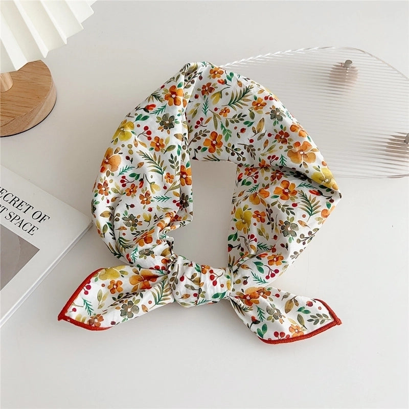 Women's Minimalist Flower Cotton And Linen Printing Scarf