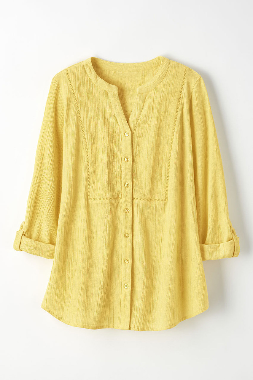 Crinkle Cotton Openwork Big Shirt