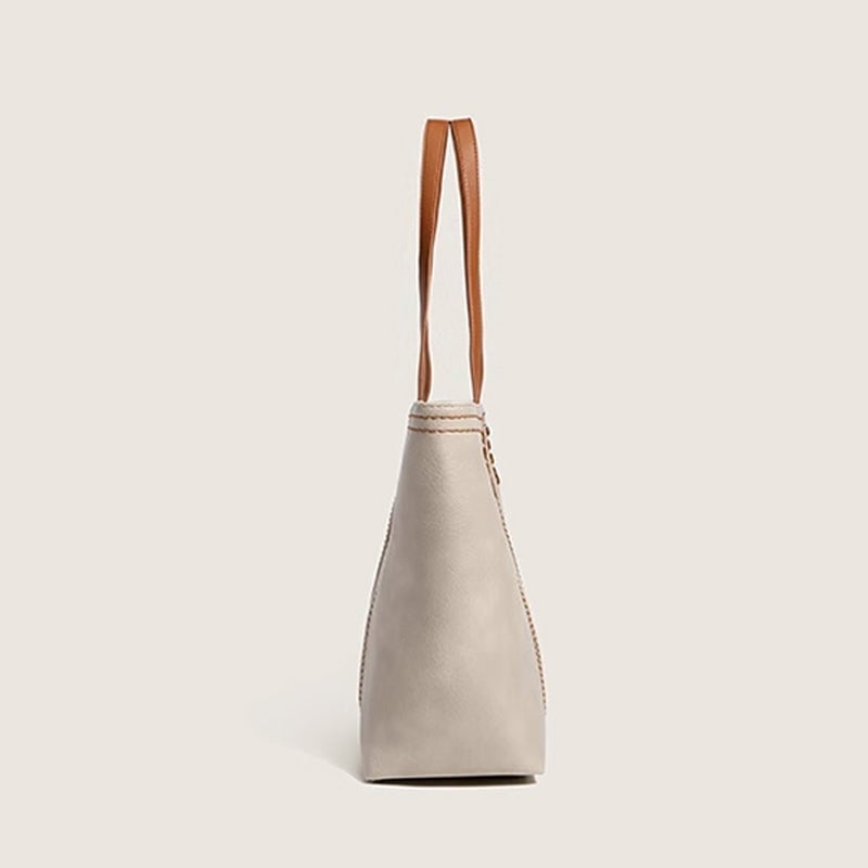 Retro Style PU Leather Commuter Tote Bag