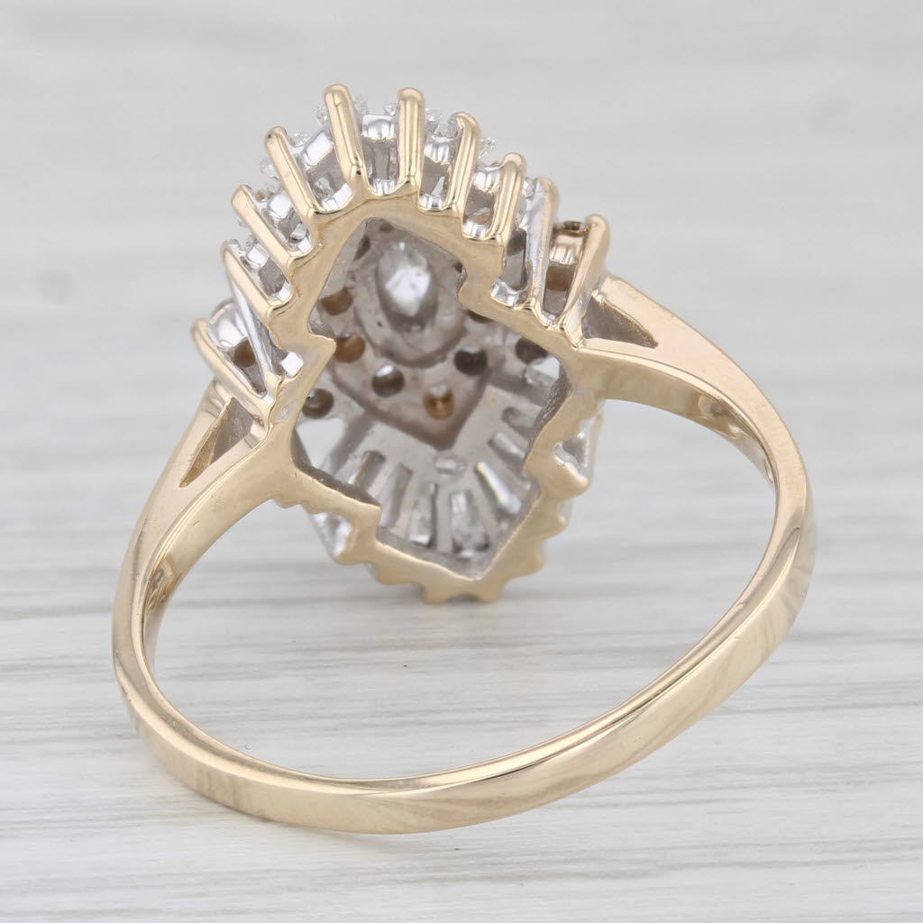 0.73ctw Diamond Cluster Engagement Ring 14k Yellow Gold Size 9