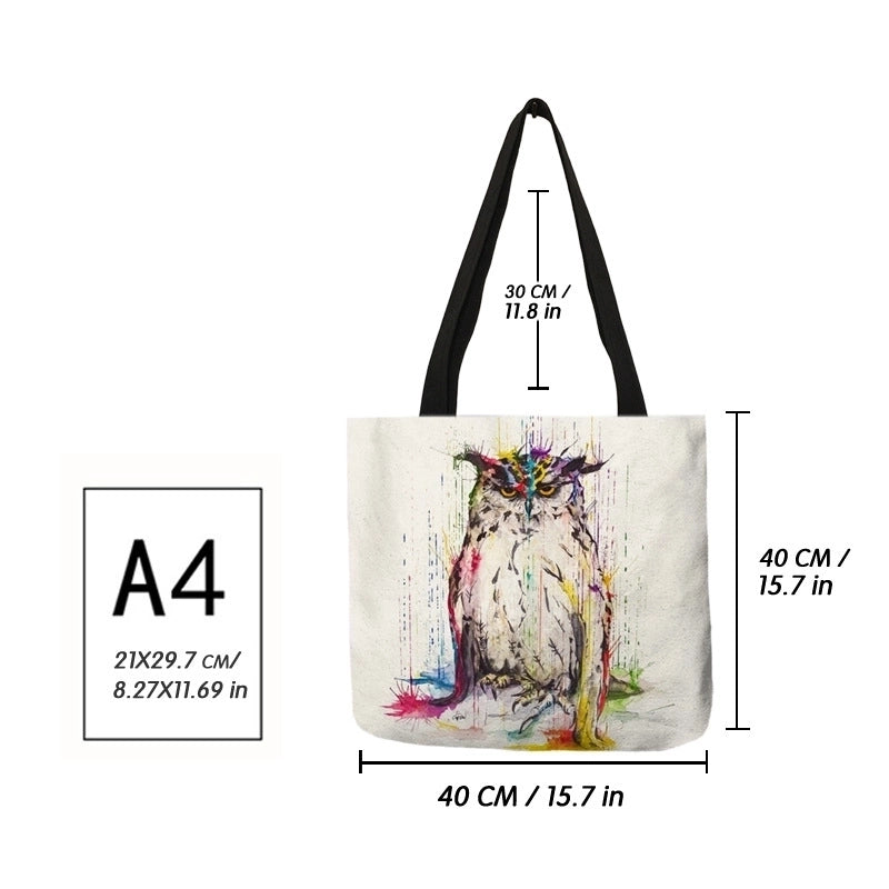 3 Pieces Women's Medium Polyester Bird Basic Square Open Shopping Bags