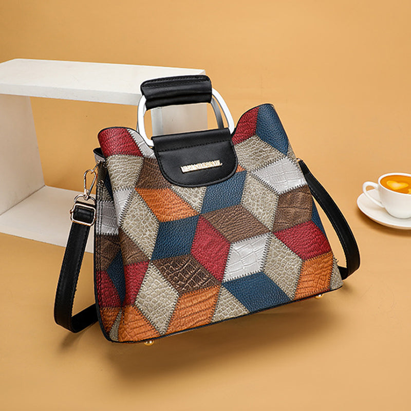 Striped Plaid Multi-Compartment  Crossbody Bag