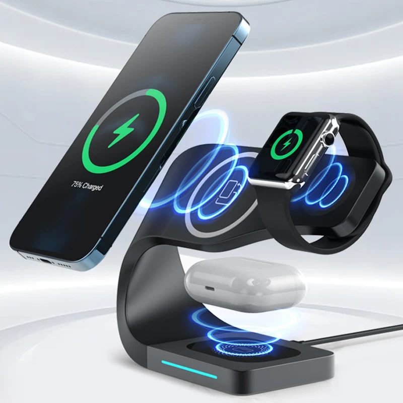 4 in 1 Magnetic Multifuncion Station 3 in 1 Wireless Charger Stand For Phone iWatch 10W 15W Fast Charging