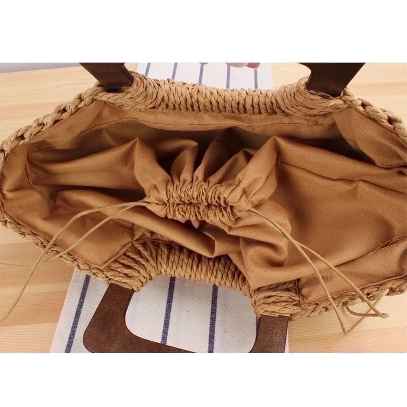 Women's Large All Seasons Fabric Vintage Style Straw Bag