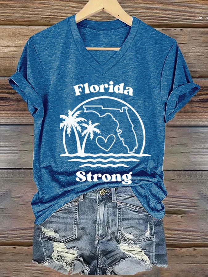 Women's Florida Strong Printed V-Neck T-Shirt