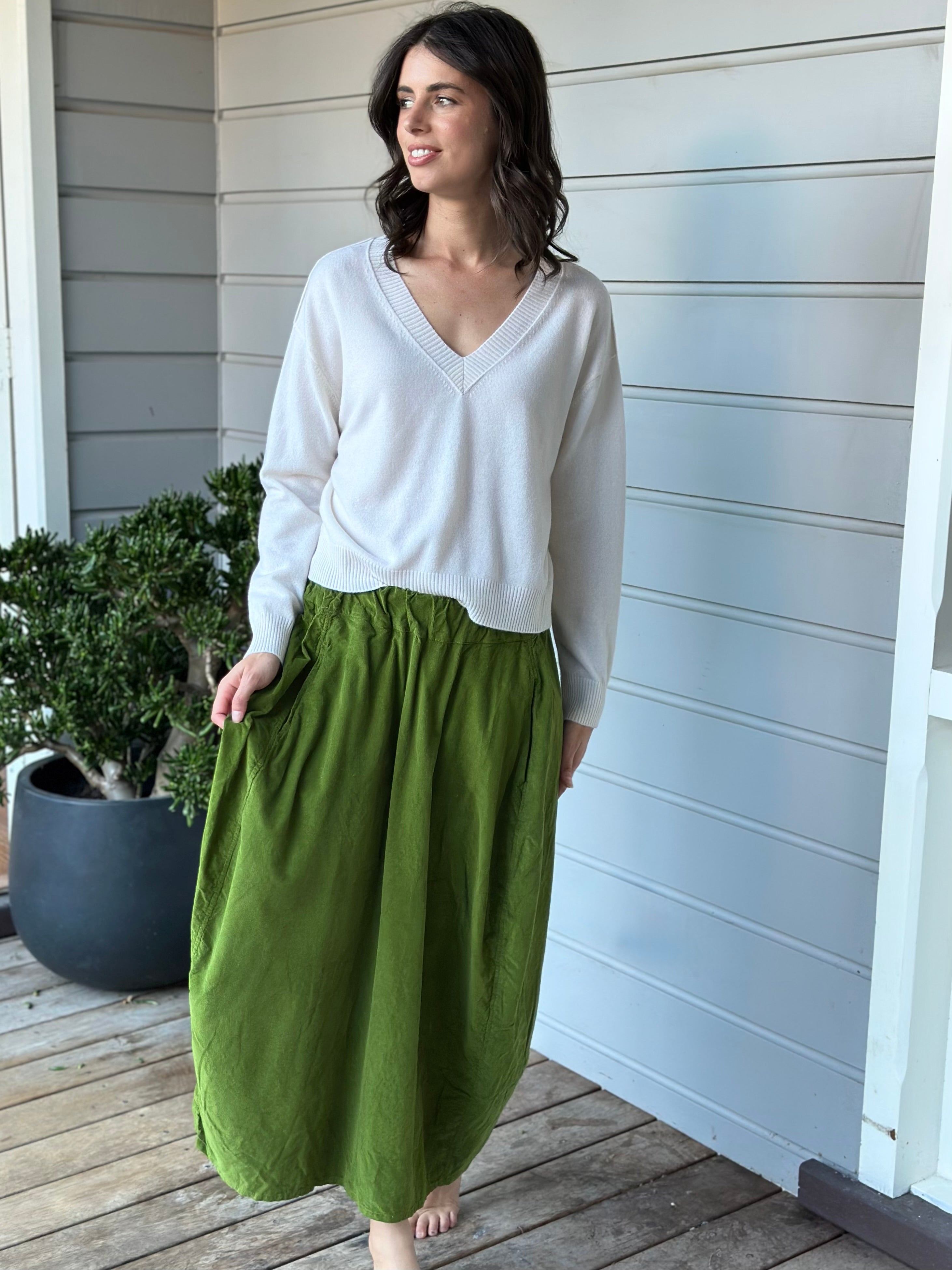 lana skirt - olive cord