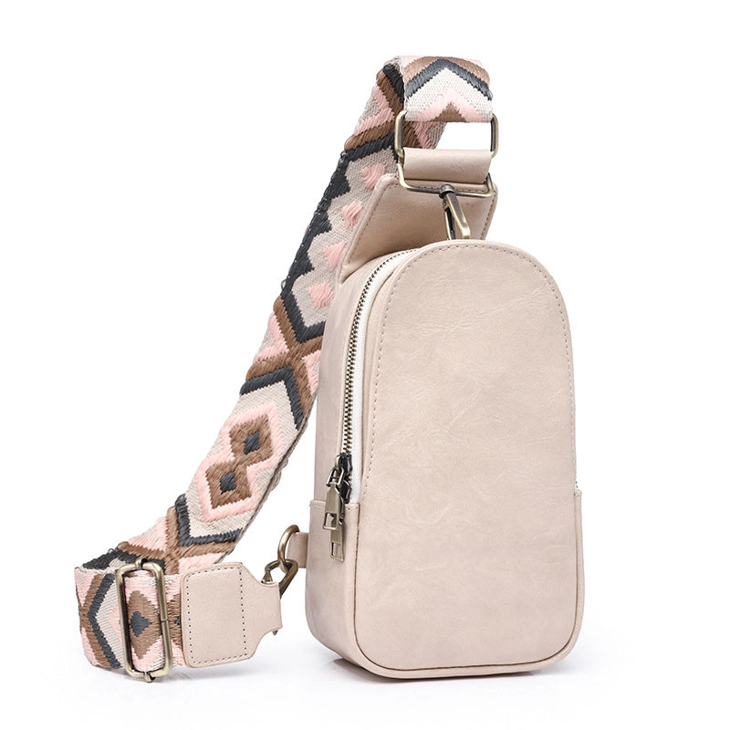 Vintage Style Fashion Color Block Pu Leather Water Repellent Waist Bags