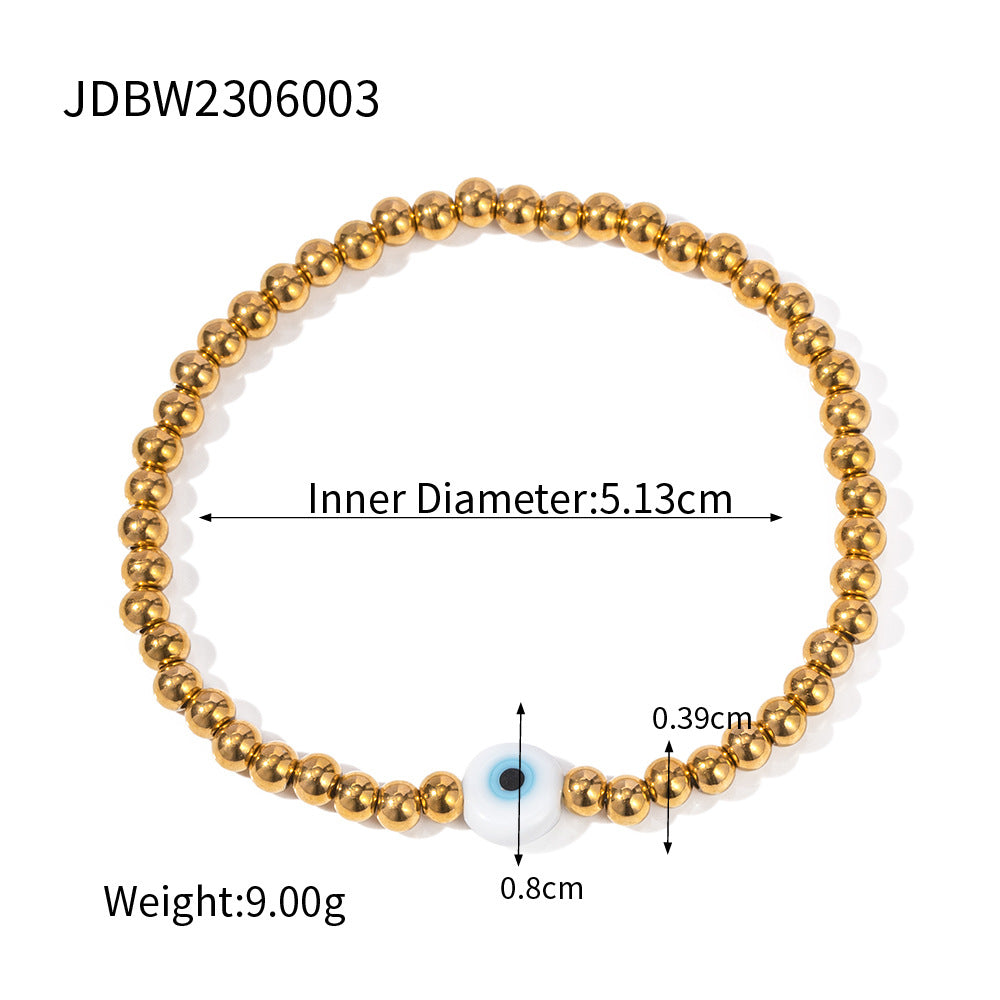 Jie Ding Stainless Steel Beaded Bracelet Color Matching Letter Metal Chain Titanium Steel Jewelry