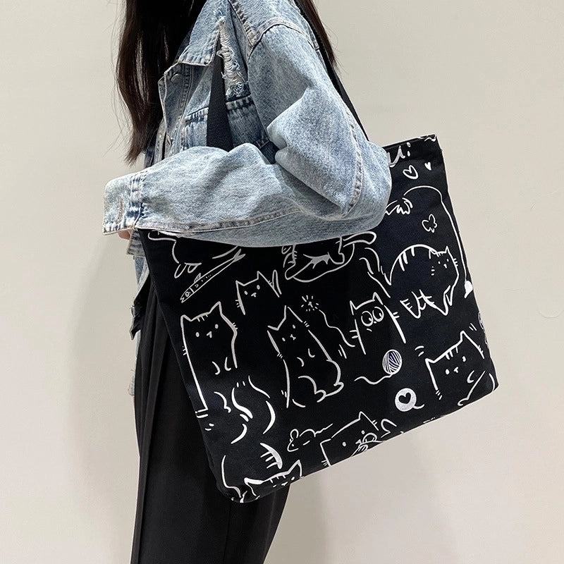 Women's Cute Cartoon Canvas Shopping Bags
