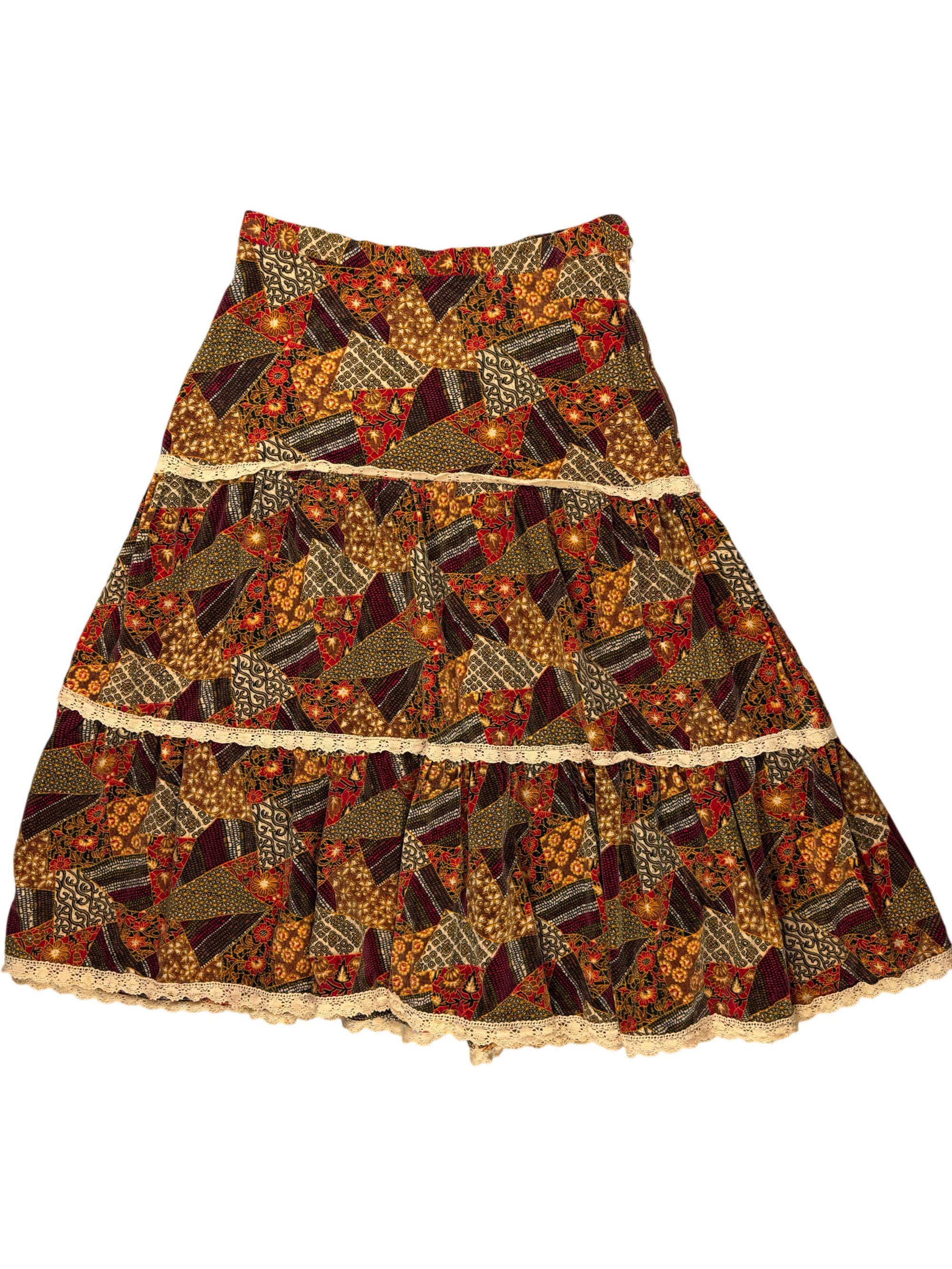 Patchwork Bohemian Floral Skirt