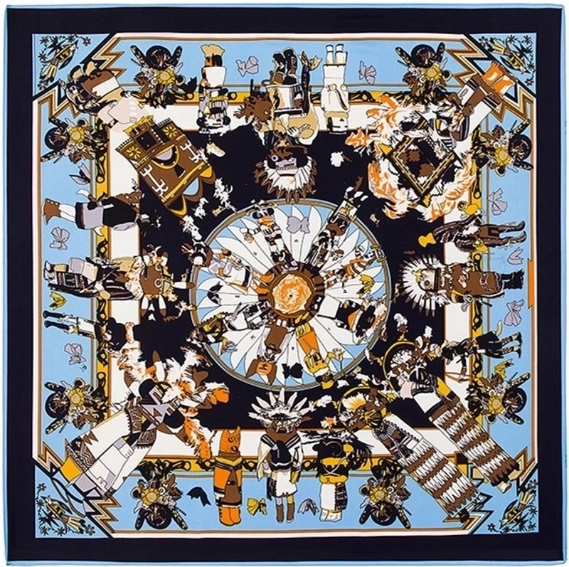 130cm Flower Carriage Twill Large Square Scarf Scarf Sunscreen Shawl