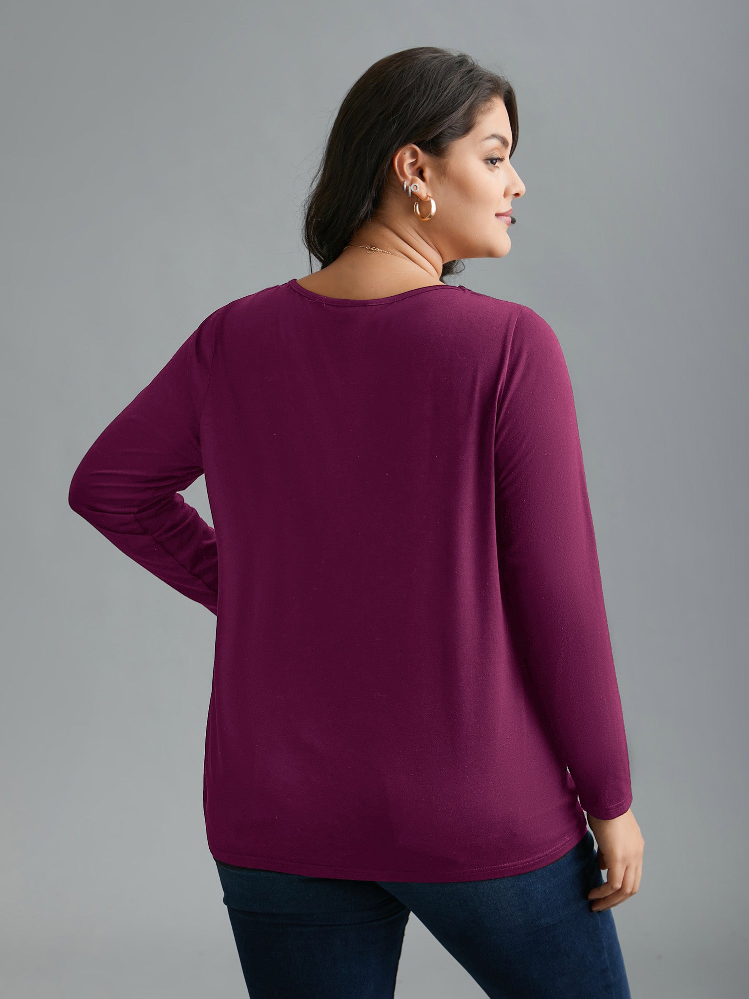 Asymmetrical Neckline Long Sleeve T-shirt