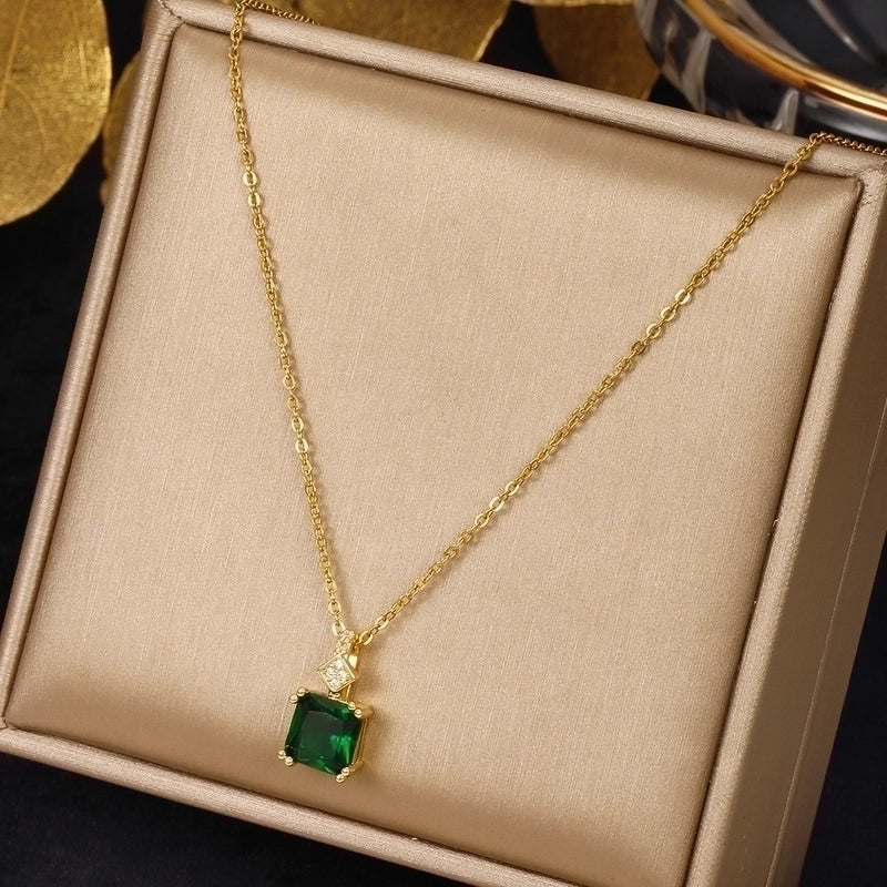 3 Pieces Elegant Minimalist Leaf Four Leaf Clover Insect Stainless Steel Plating Inlay Zircon Pendant Necklace