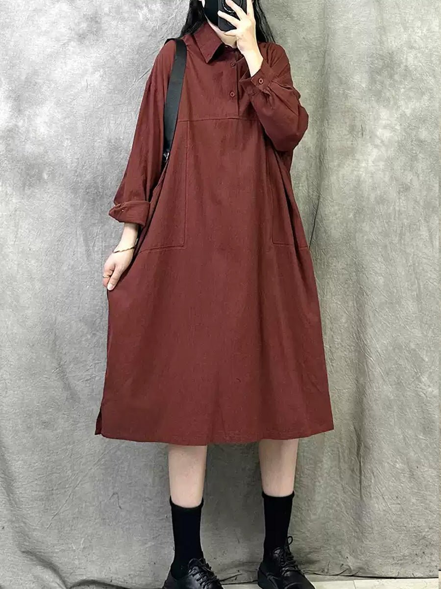 Women Spring Casual Pure Color Loose Dress
