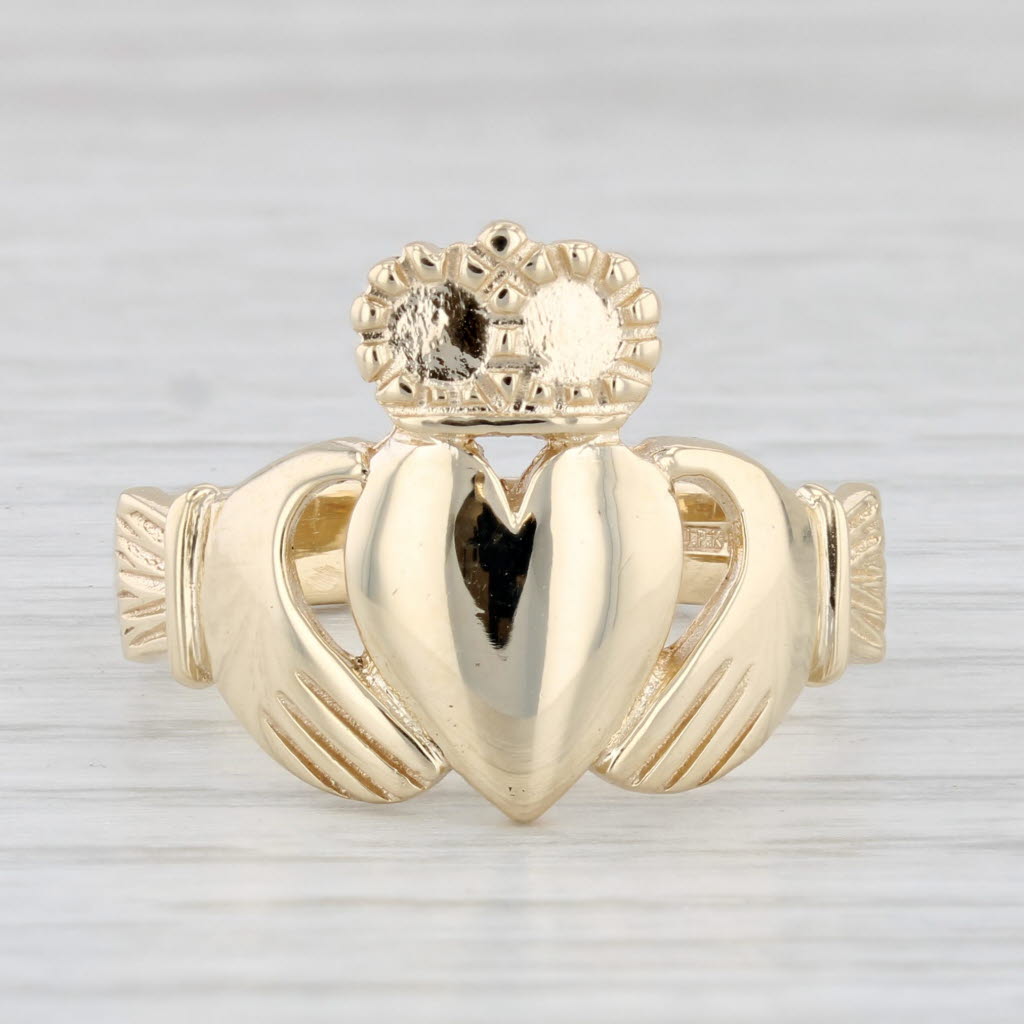 Irish Claddagh Ring 10k Yellow Gold Size 11 Wedding Band