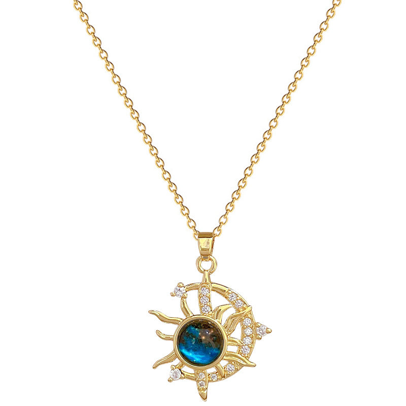 Star Moon Myth Full Diamond Gorgeous Full Diamond Necklace Women'S All-Match Clavicle Chain Titanium Steel Chain
