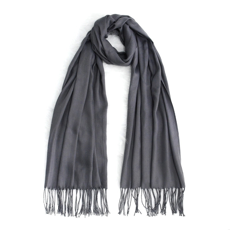 Autumn And Winter Solid Color Cashmere Scarf Women's Red Annual Meeting Printed LOGO Embroidery 200g Warm Shawl Scarf