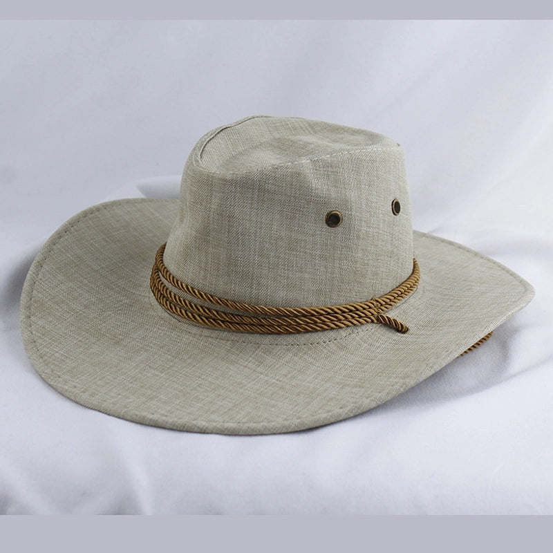 American Western Cowboy Hat Spring And Autumn Leather Men's Mountain Climbing Spanish Women's Sun Big Edge Sun Hat Sunscreen Travel