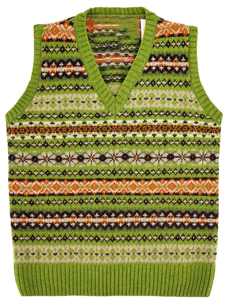 Vintage Geometric Southwest Print Vest Sweater