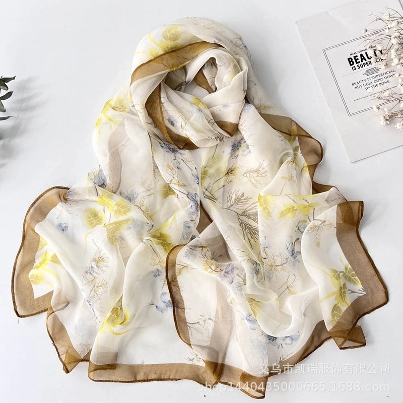 Women's Vacation Color Block Floral Polyester Silk Scarves
