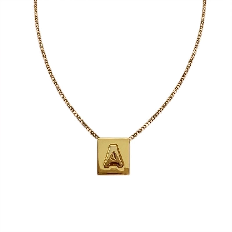 Minimalist Letter Square Titanium Steel Necklace 1 Piece