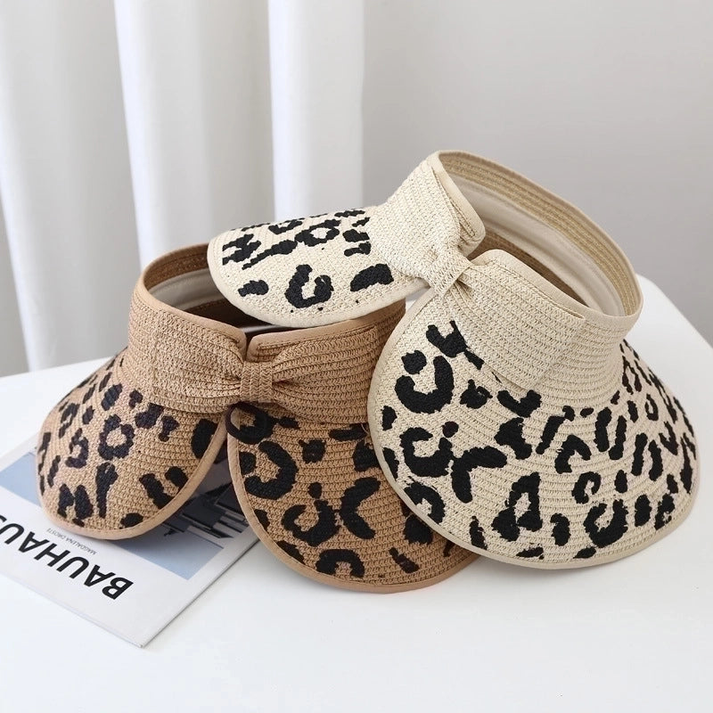 Women's Basic Leopard Big Eaves Sun Hat