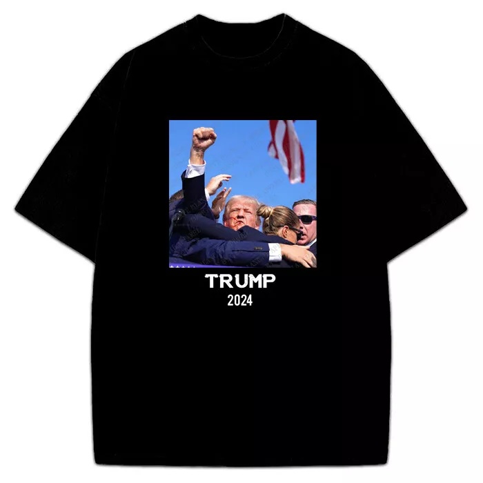 Donald Trump Raising Fist President 2024 Victory Custom Graphic T-Shirt  Carte (1400)