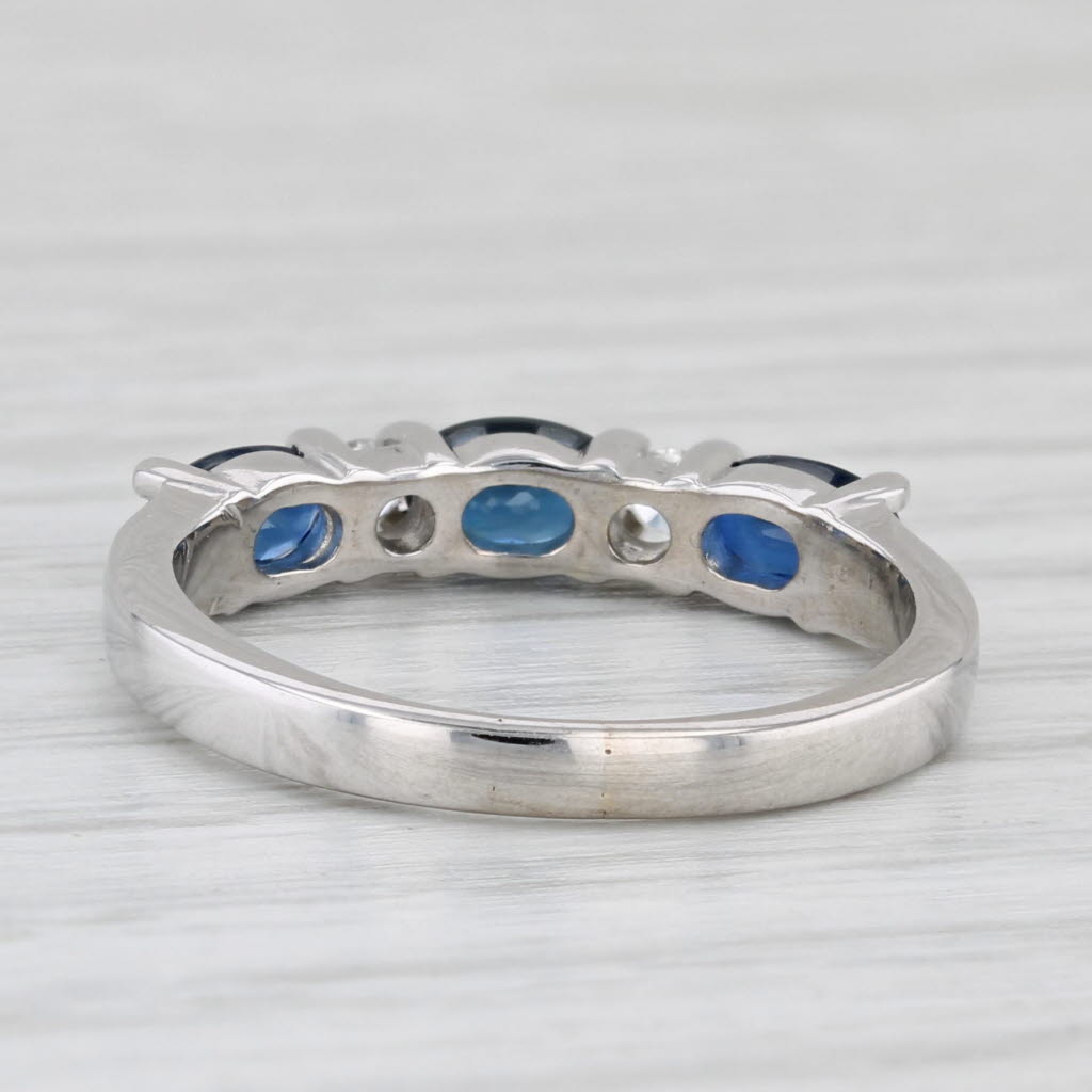 1.13ctw Blue Sapphire Diamond Stackable Ring 14k White Gold Size 5.75