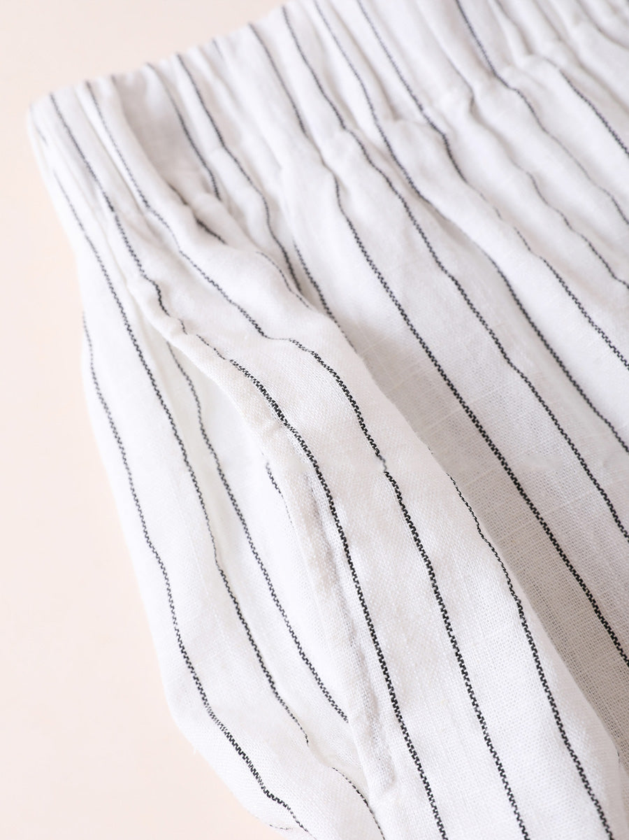 Women Summer Stripe Cotton Linen Straight Pants